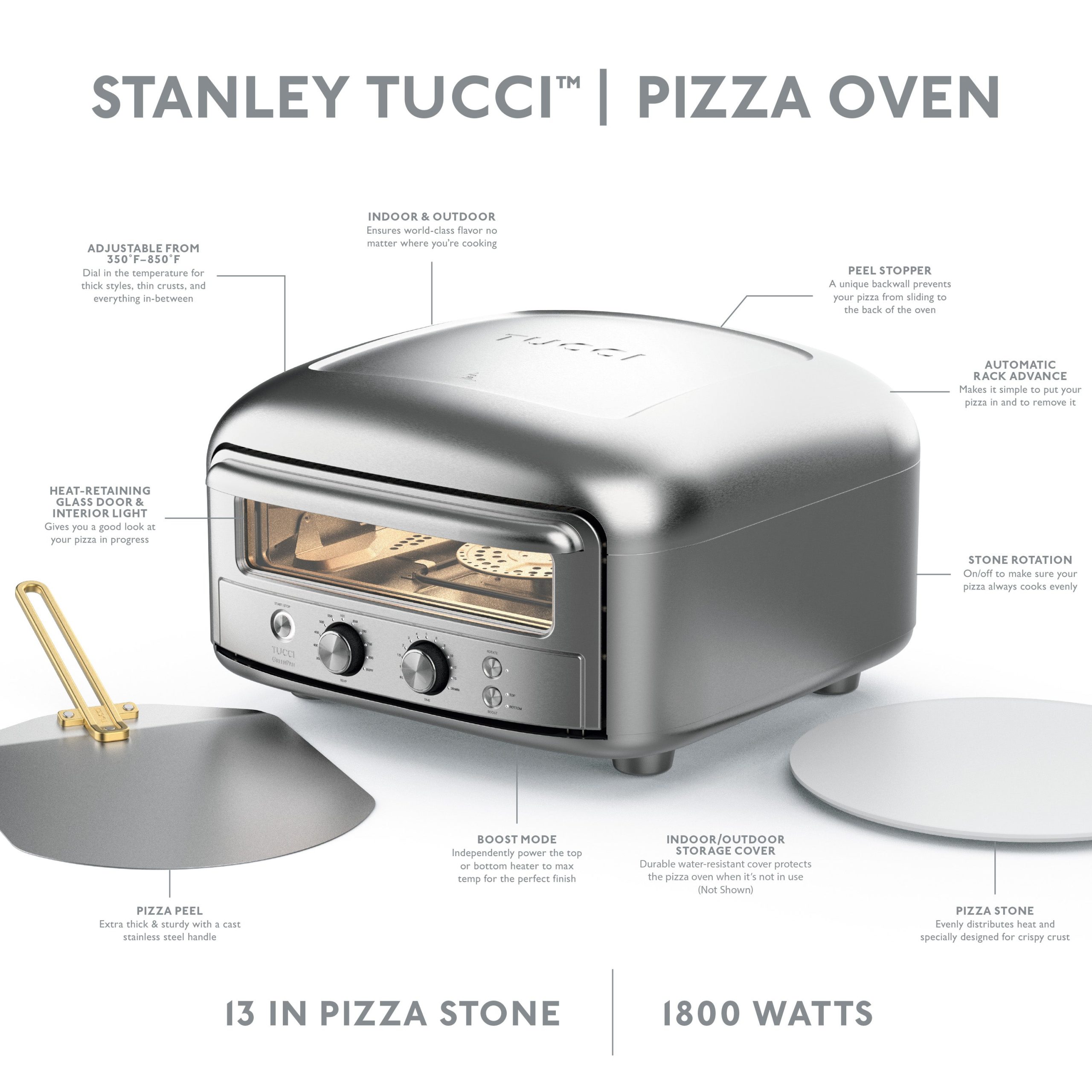Stanley Tucci™ Indoor and Outdoor Pizza Oven | Stainless Steel - Image 4