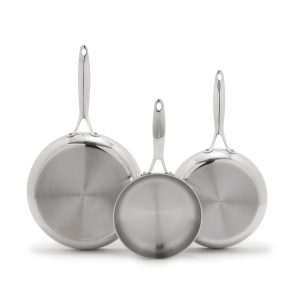 Valencia Pro Stainless Steel Uncoated 8. 9.5 and 11 Frypan Set