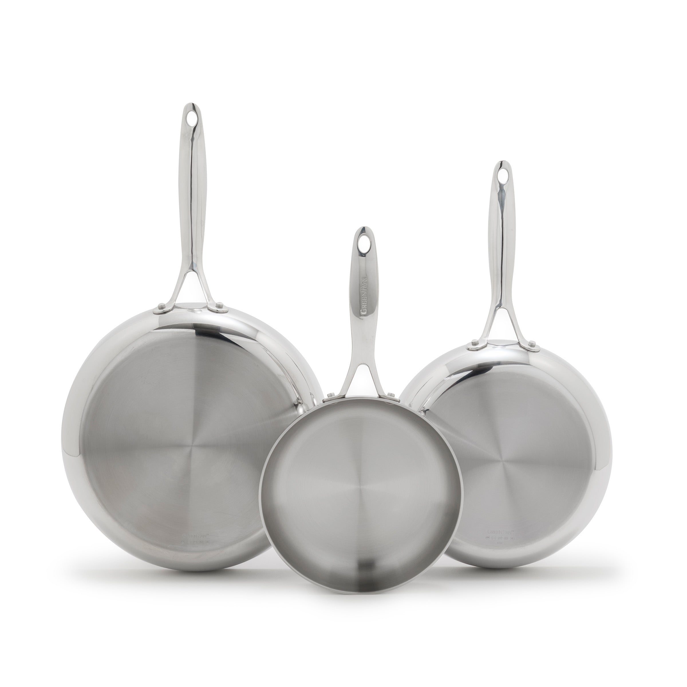Valencia Pro Stainless Steel Uncoated 8. 9.5 and 11 Frypan Set