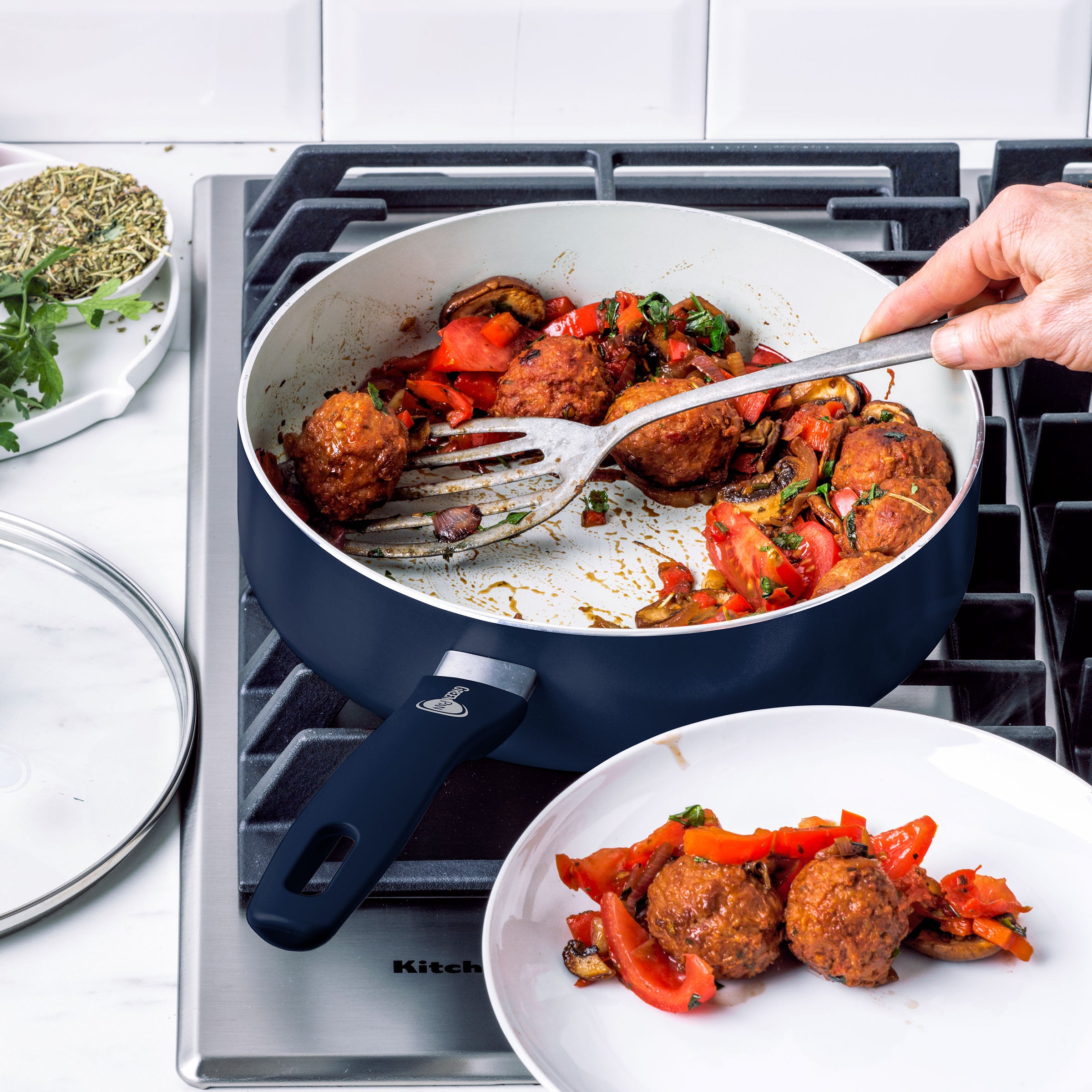 Dover Ceramic Nonstick 12-Piece Cookware Set | Oxford Blue - Image 5