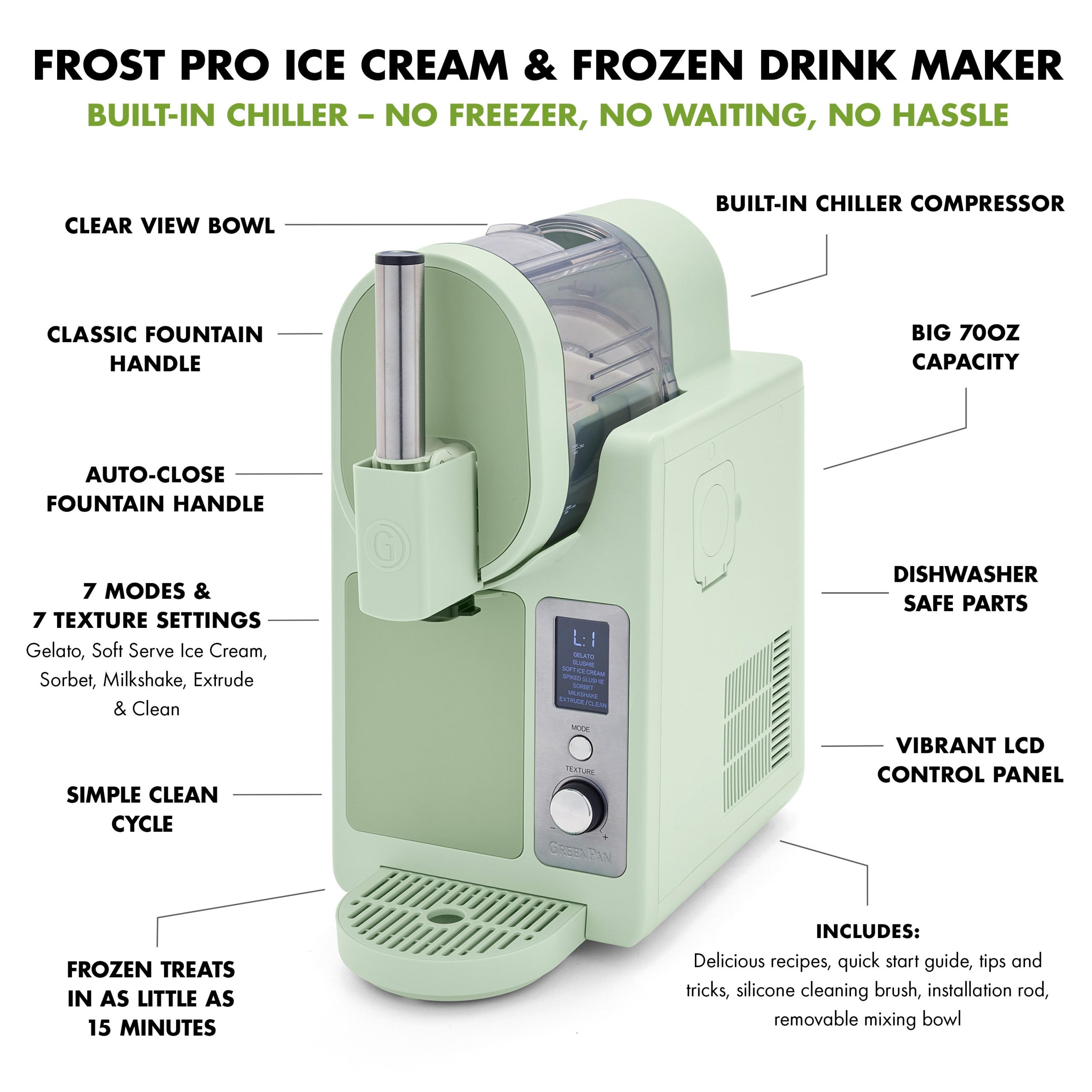 Frost Pro 16-in-1 Ice Cream. Gelato & Frozen Drink Maker | Pistachio - Image 4