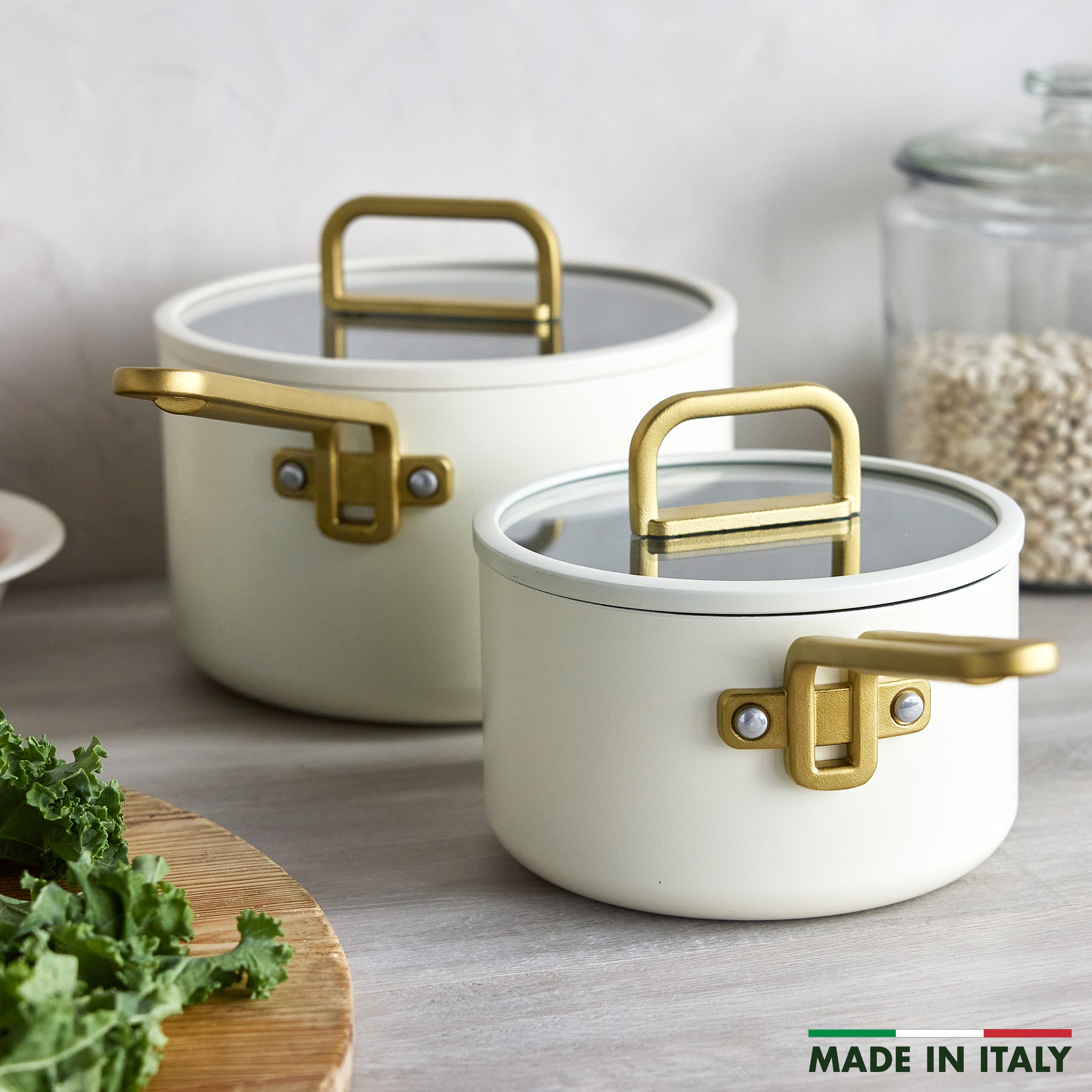 Stanley Tucci™ Ceramic Nonstick 4-Piece Saucepan Set | Carrara White - Image 2