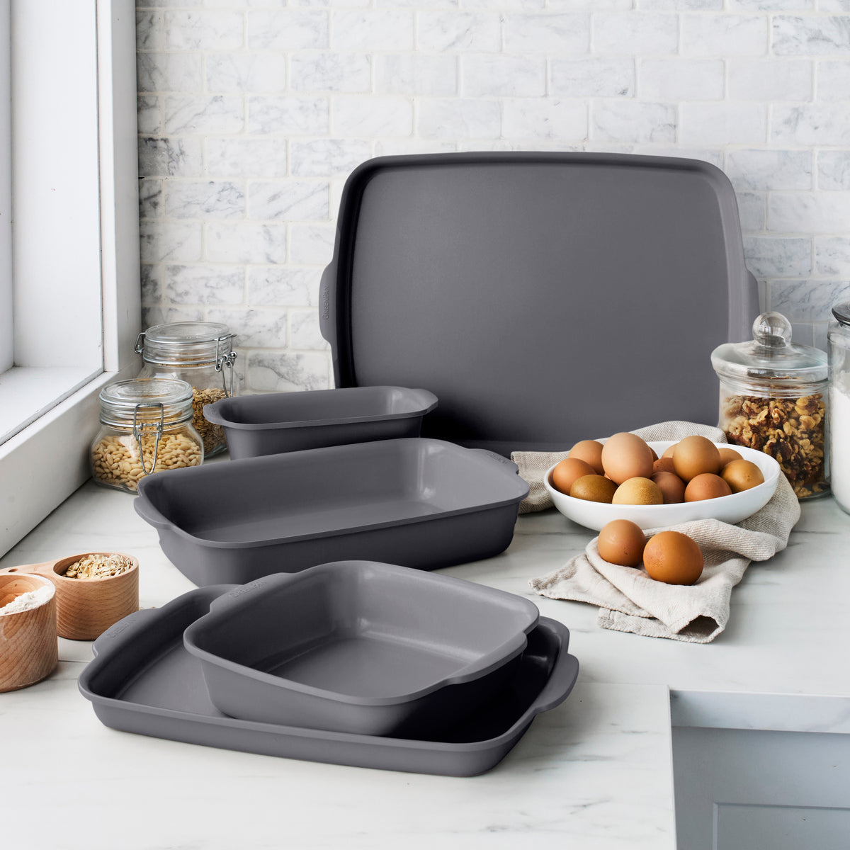 Premiere Ovenware Ceramic Nonstick 5-Piece Set | Gray - Image 2