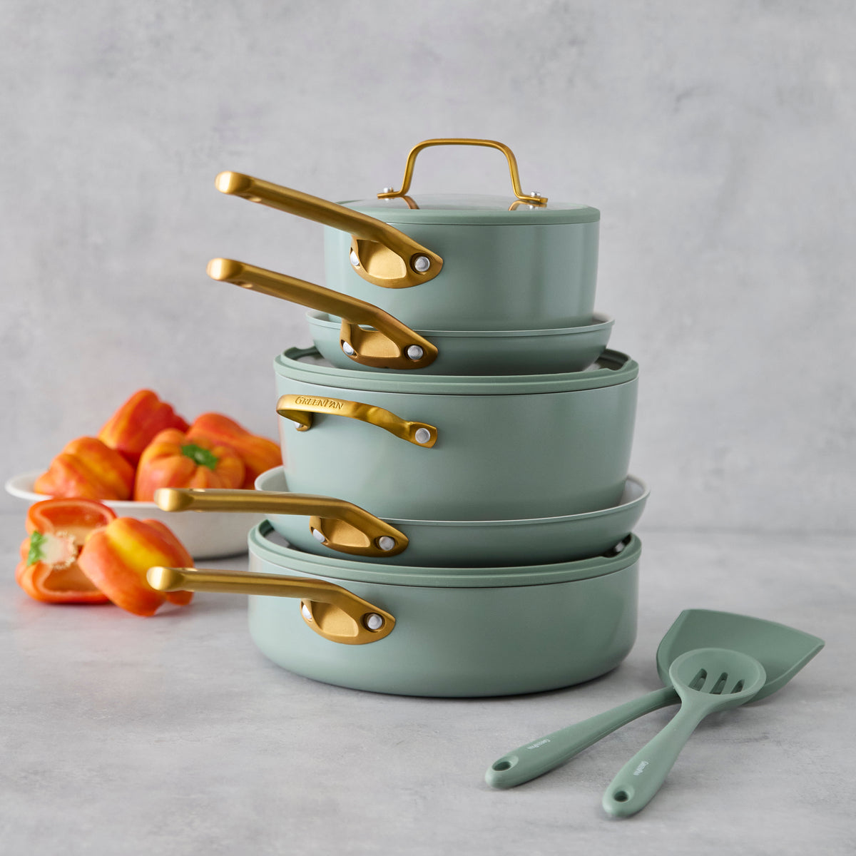 Reserve Pro Ceramic Nonstick 11-Piece Cookware Set | Moss - Image 3