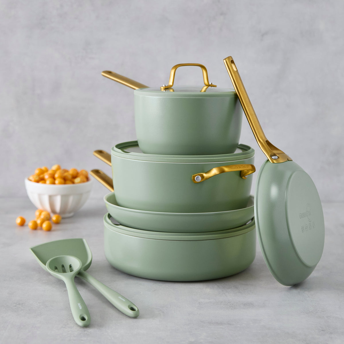 Reserve Pro Ceramic Nonstick 10-Piece Cookware Set | Sage - Image 3