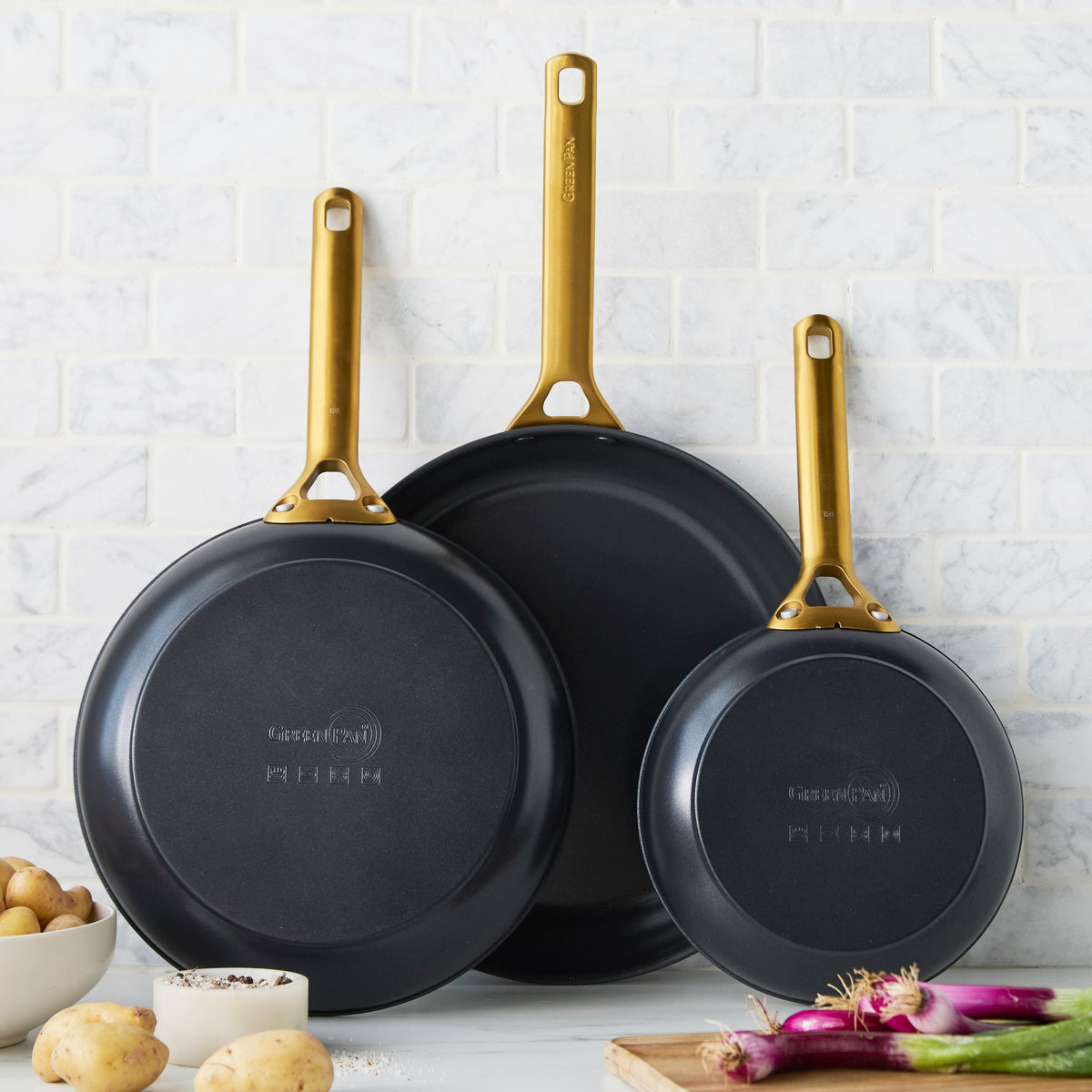 Reserve Pro Ceramic Nonstick 8. 10 and 12 Frypan Set | Black - Image 2