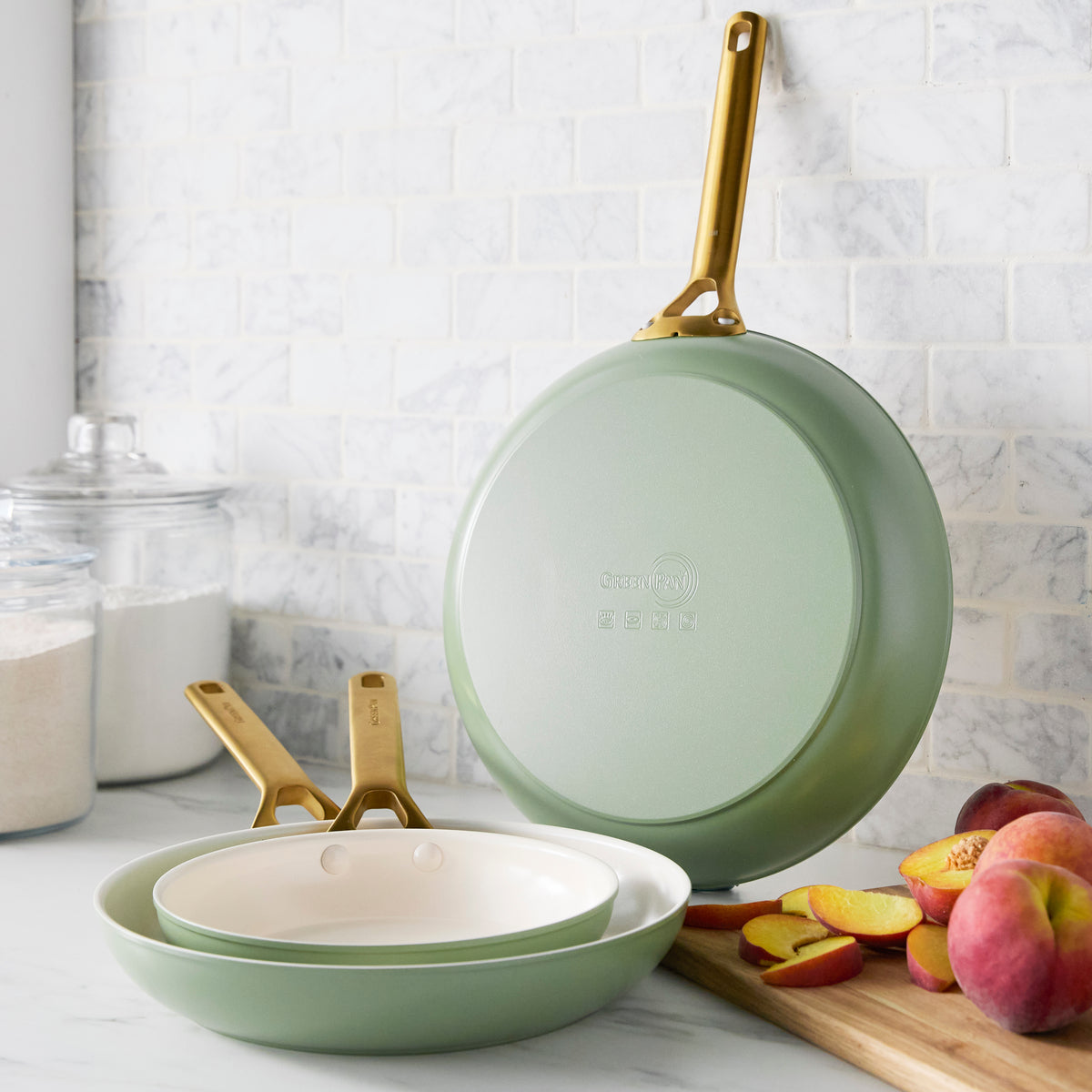 Reserve Pro Ceramic Nonstick 8. 10 and 12 Frypan Set | Sage - Image 2