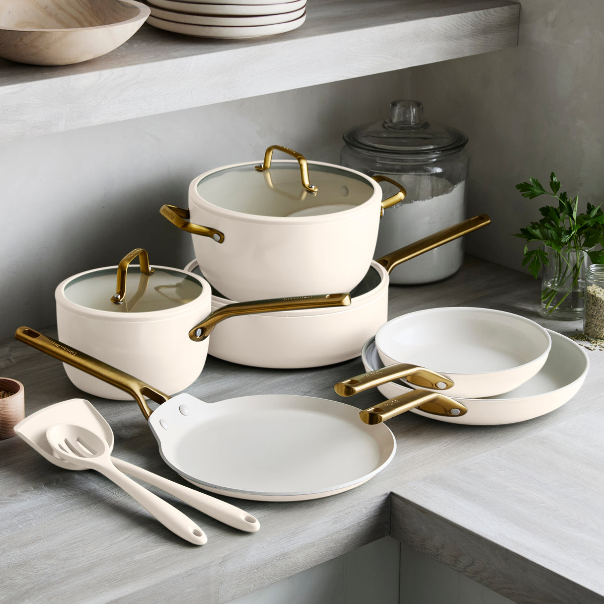 Reserve Pro Ceramic Nonstick 11-Piece Cookware Set | Cream - Image 2