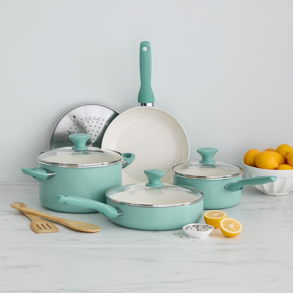Rio Ceramic Nonstick 10-Piece Cookware Set | Turquoise - Image 2