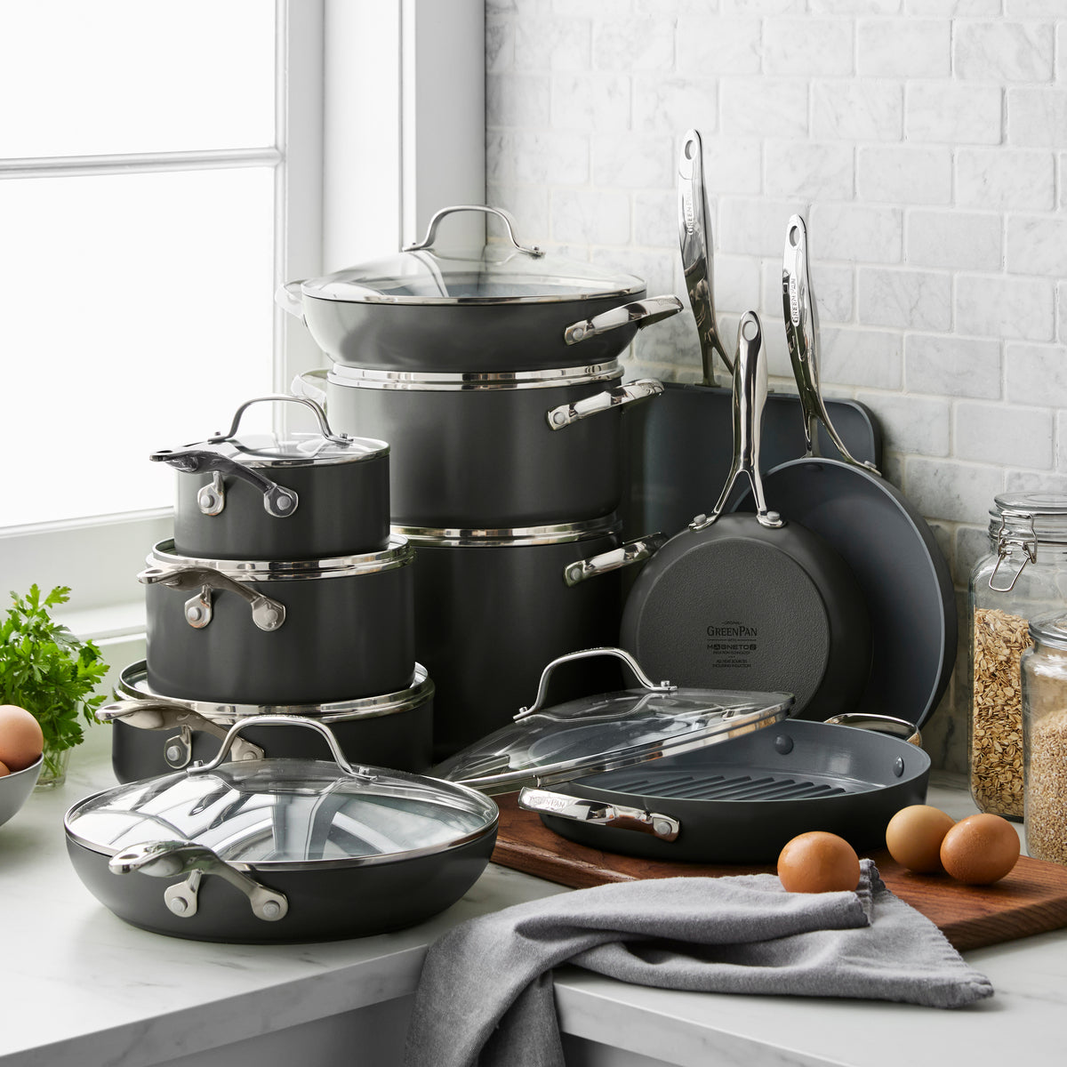 Valencia Pro Ceramic Nonstick 19-Piece Cookware Set | Gray - Image 2