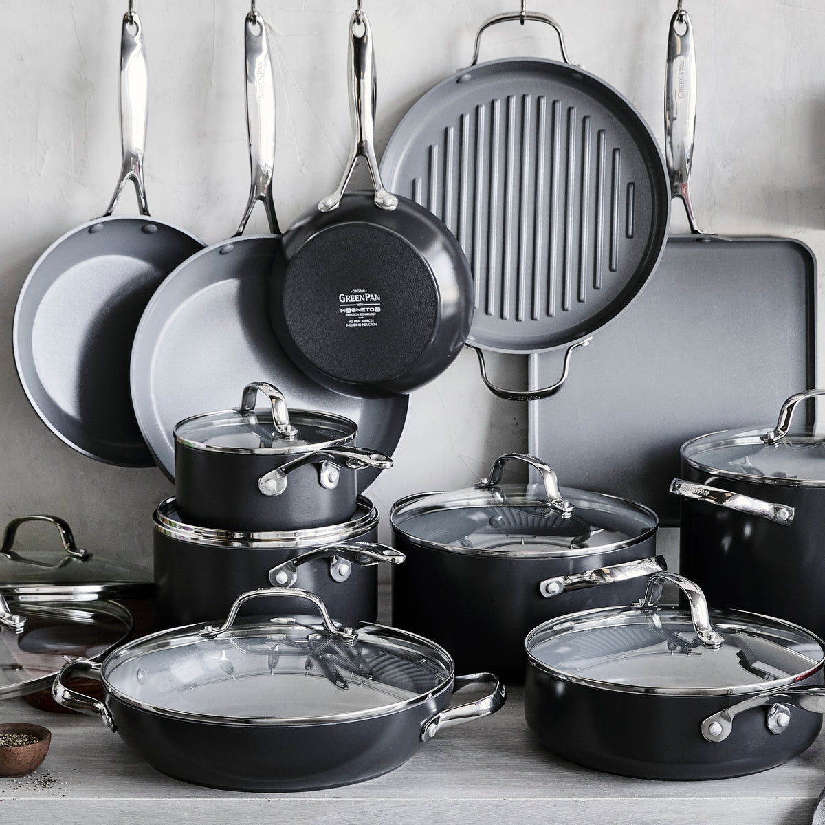 Valencia Pro Ceramic Nonstick 19-Piece Cookware Set | Gray - Image 14