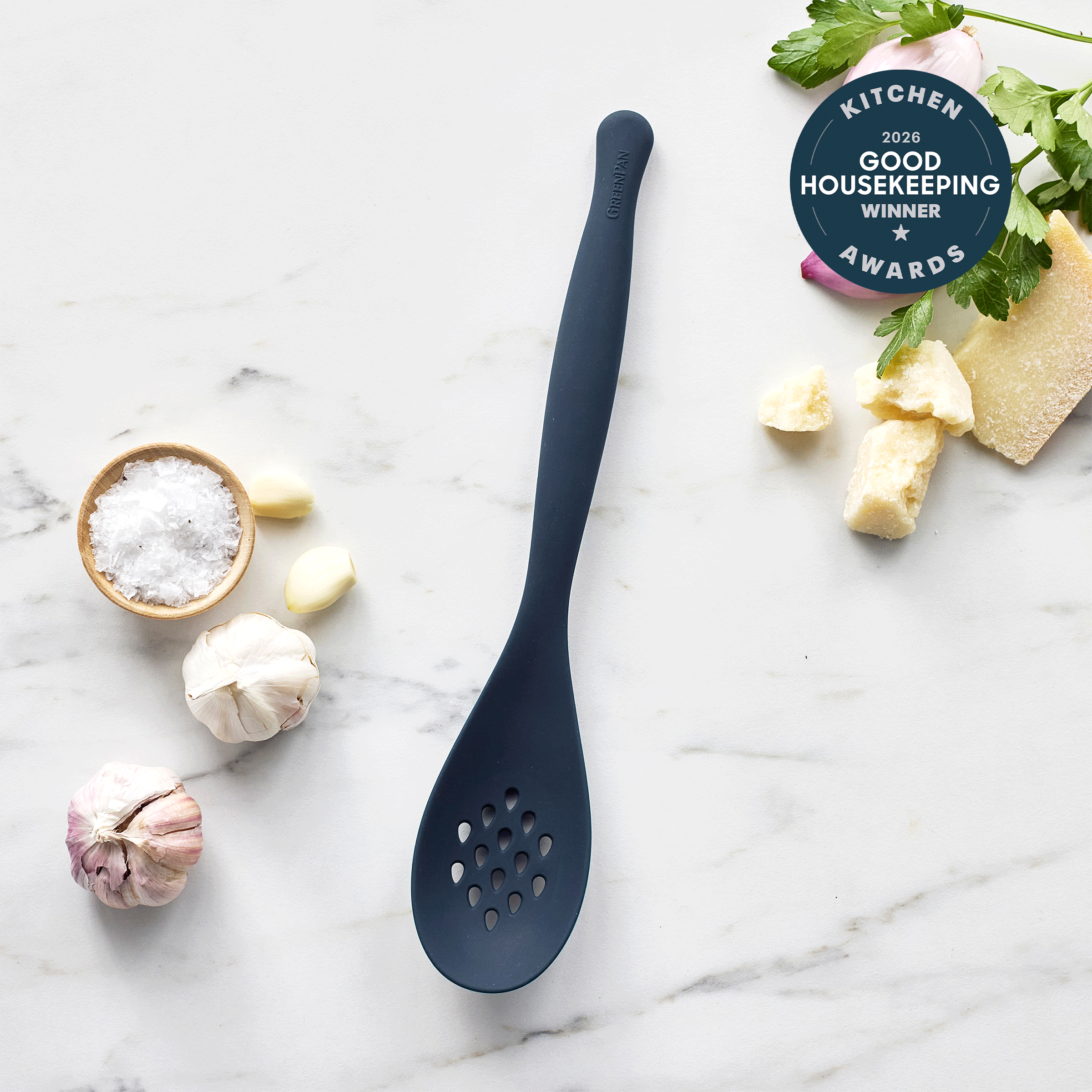 Premiere Silicone Slotted Spoon | Oxford Blue - Image 2