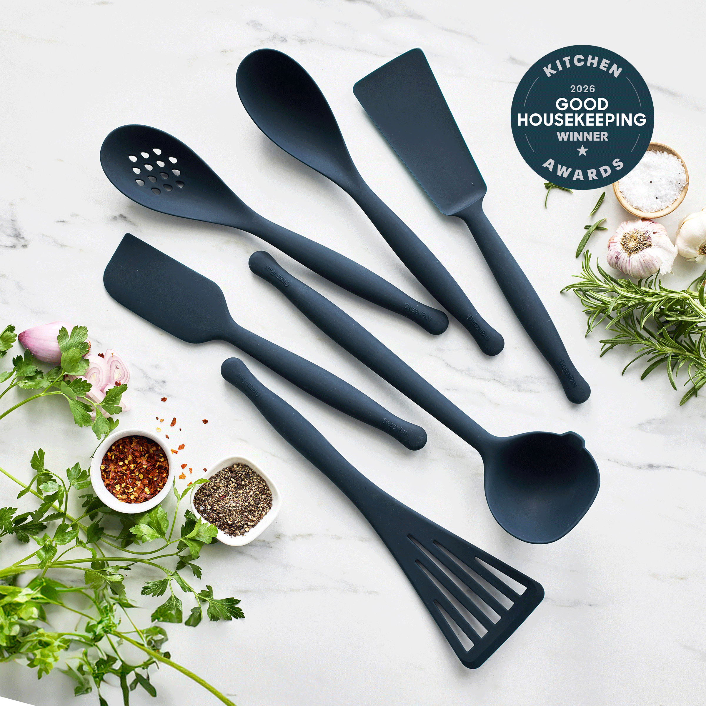 Premiere Silicone 6-Piece Utensil Set | Oxford Blue - Image 2