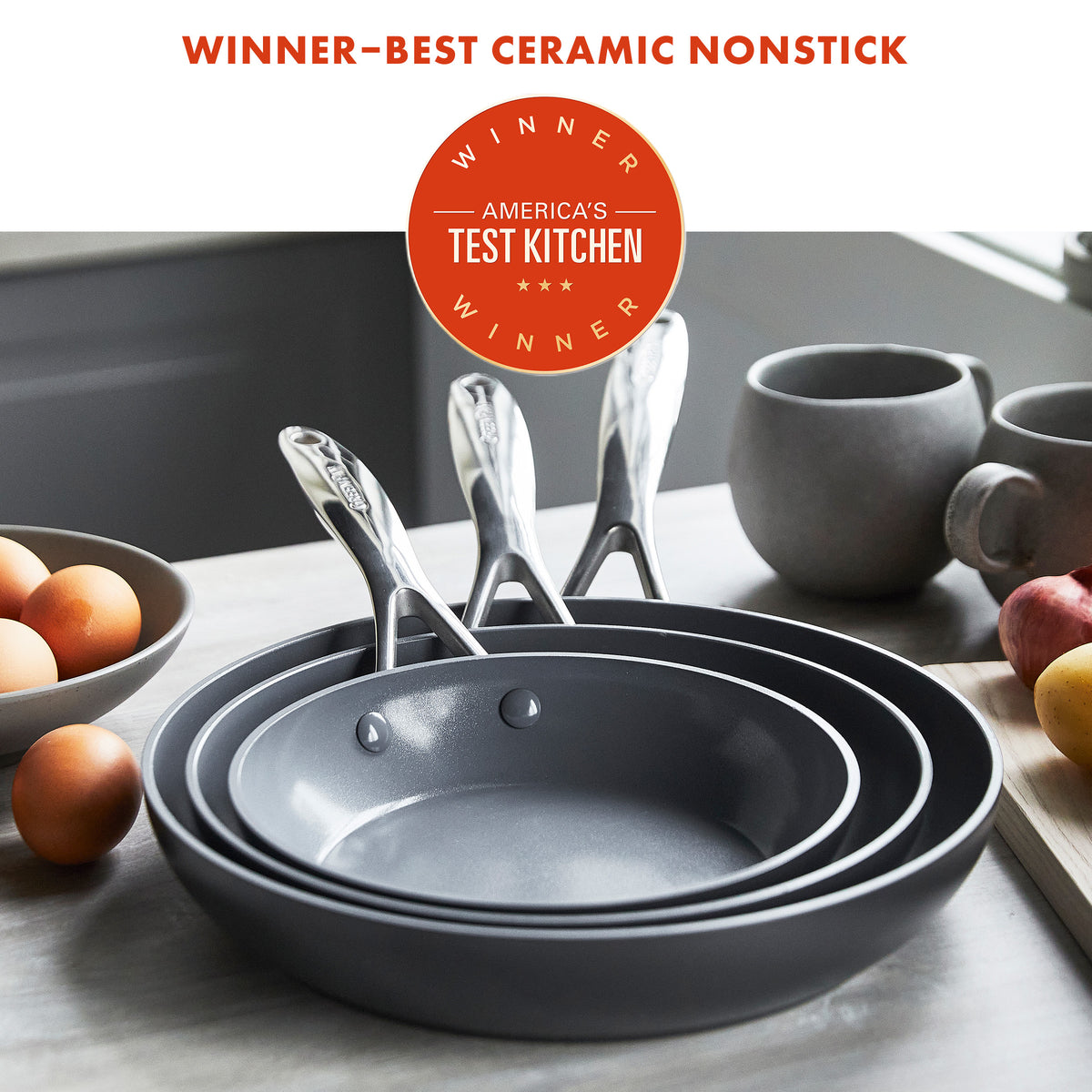 Valencia Pro Ceramic Nonstick 19-Piece Cookware Set | Gray - Image 3