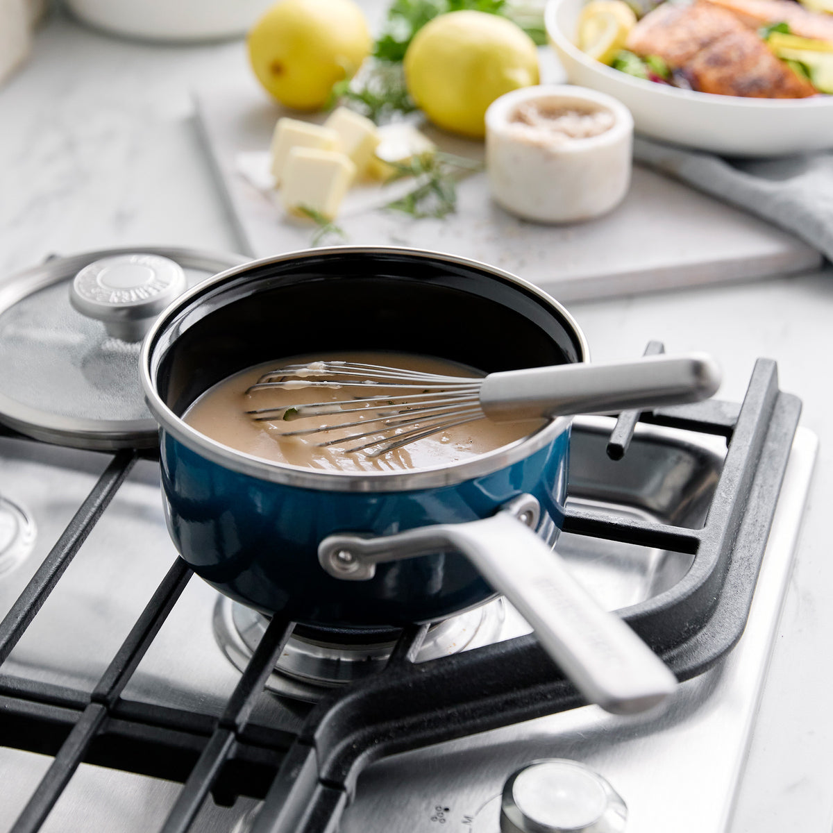Merten & Storck Steel Core Enameled 1.5-Quart Saucepan with Lid | Aegean Teal - Image 6