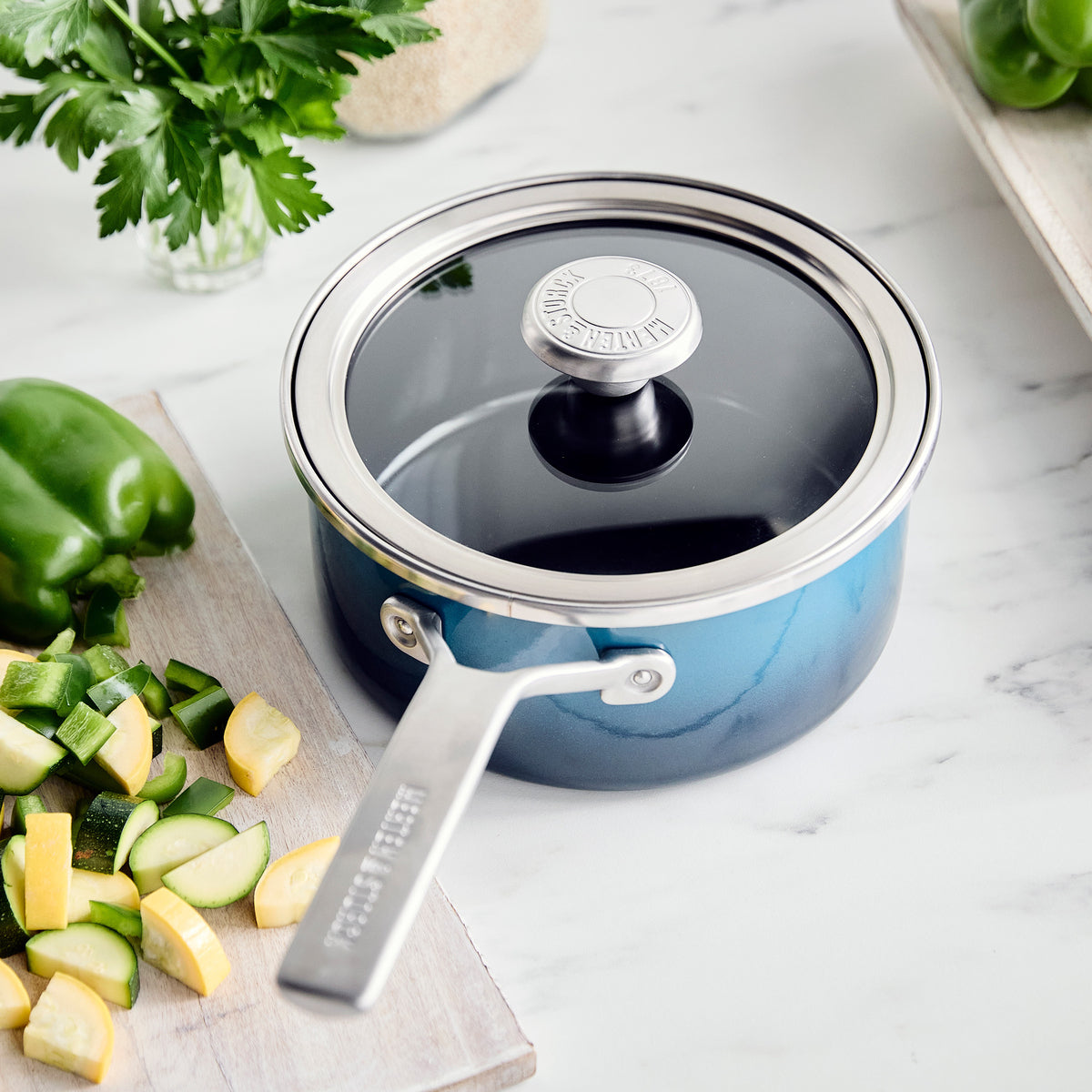 Merten & Storck Steel Core Enameled 1.5-Quart Saucepan with Lid | Aegean Teal - Image 3