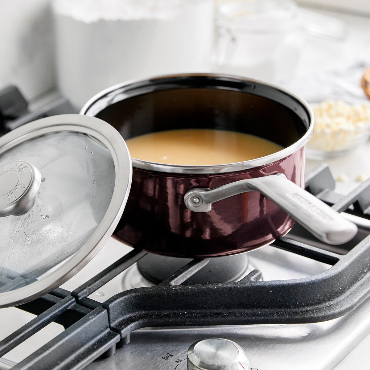 Merten & Storck Steel Core Enameled 2-Quart Saucepan with Lid | Chocolate Truffle - Image 5