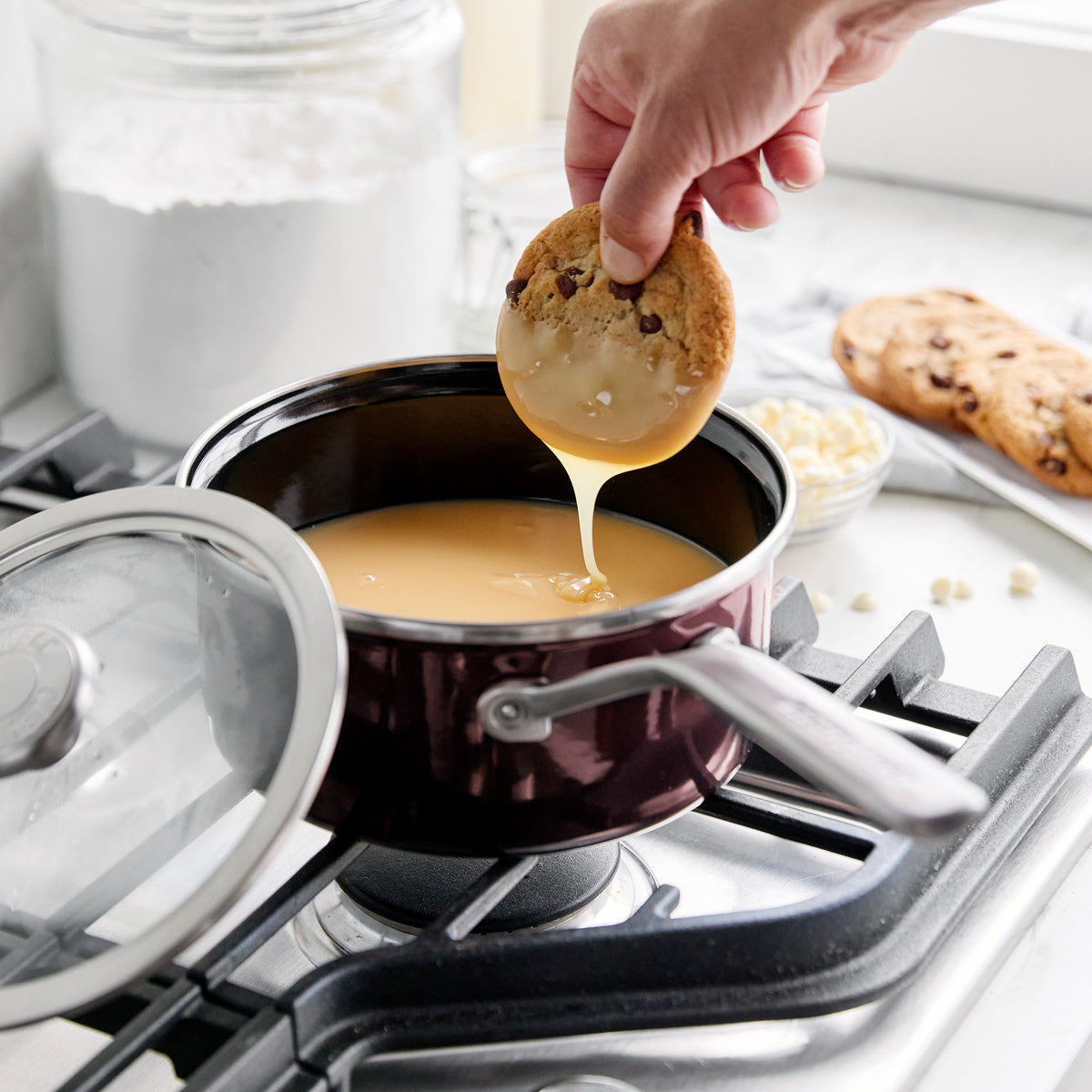 Merten & Storck Steel Core Enameled 2-Quart Saucepan with Lid | Chocolate Truffle - Image 4