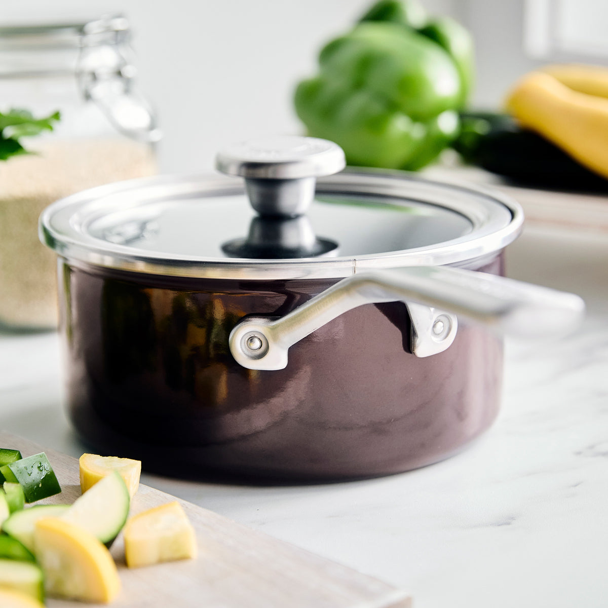 Merten & Storck Steel Core Enameled 2-Quart Saucepan with Lid | Chocolate Truffle - Image 3