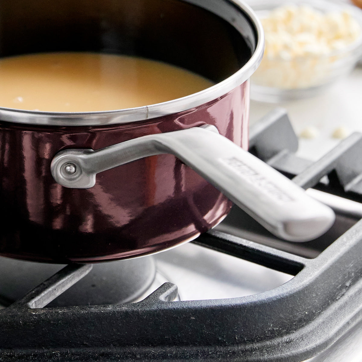 Merten & Storck Steel Core Enameled 2-Quart Saucepan with Lid | Chocolate Truffle - Image 7