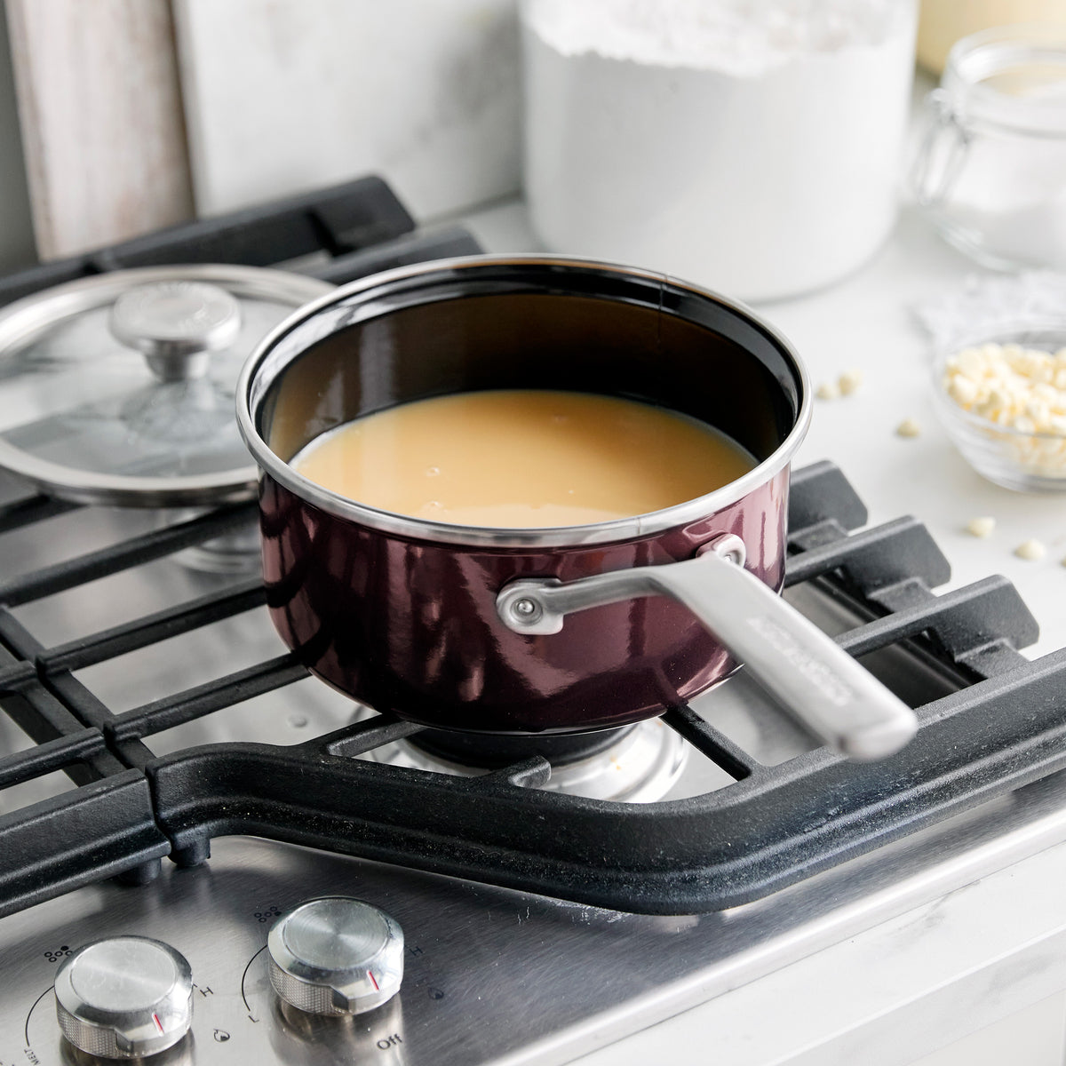 Merten & Storck Steel Core Enameled 2-Quart Saucepan with Lid | Chocolate Truffle - Image 6