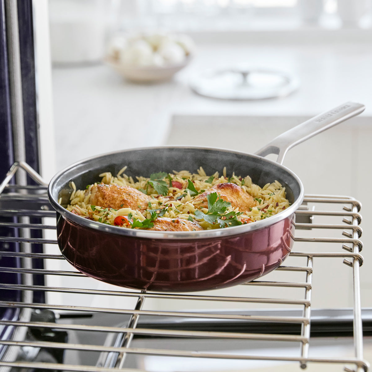 Merten & Storck Steel Core Enameled 2-Quart Sauté Pan with Lid | Chocolate Truffle - Image 4