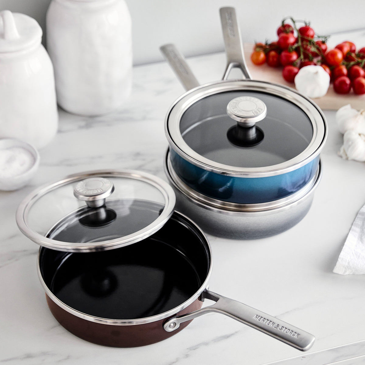Merten & Storck Steel Core Enameled 2-Quart Sauté Pan with Lid | Chocolate Truffle - Image 9