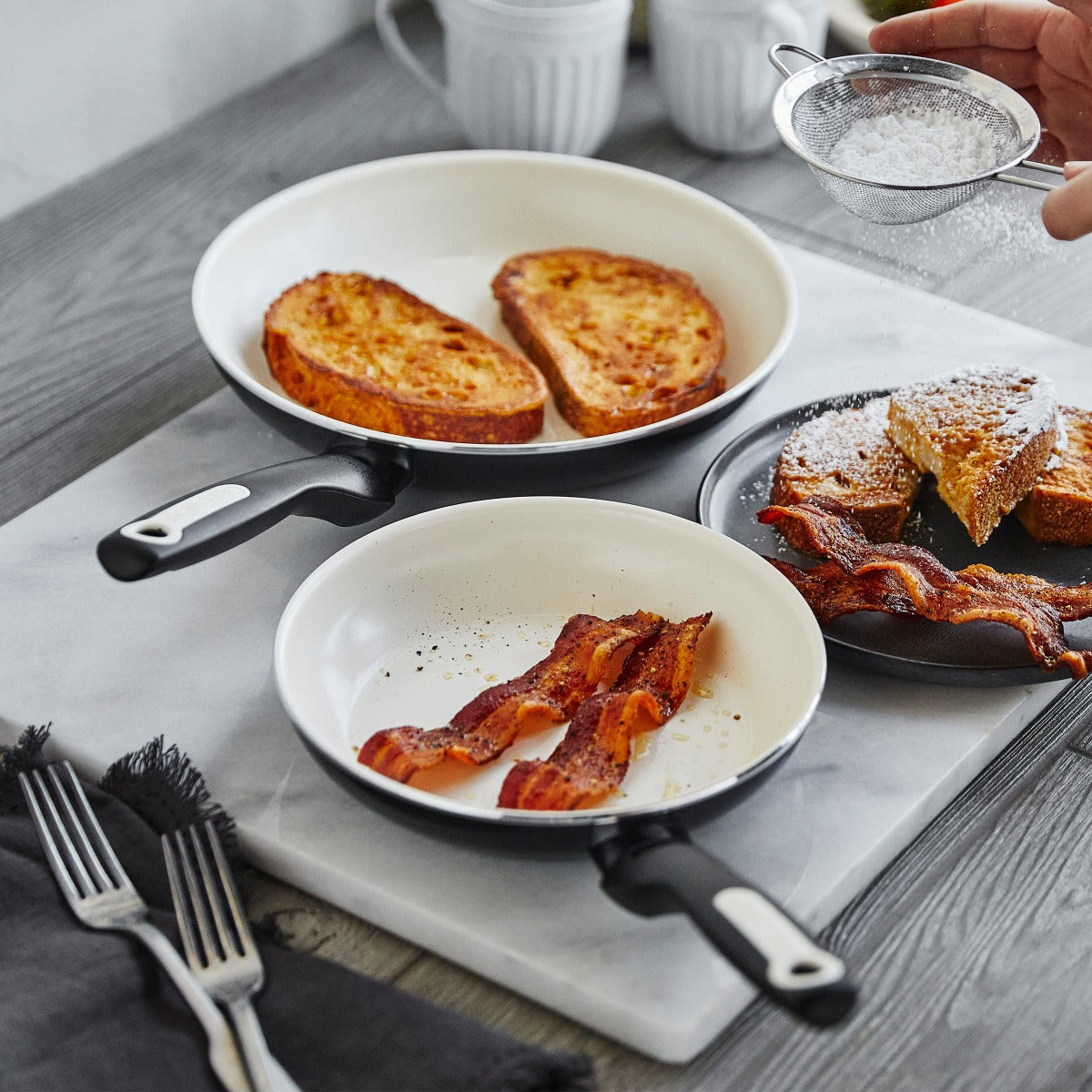 Rio Ceramic Nonstick 7. 9.5 and 11 Frypan Set | Black - Image 3