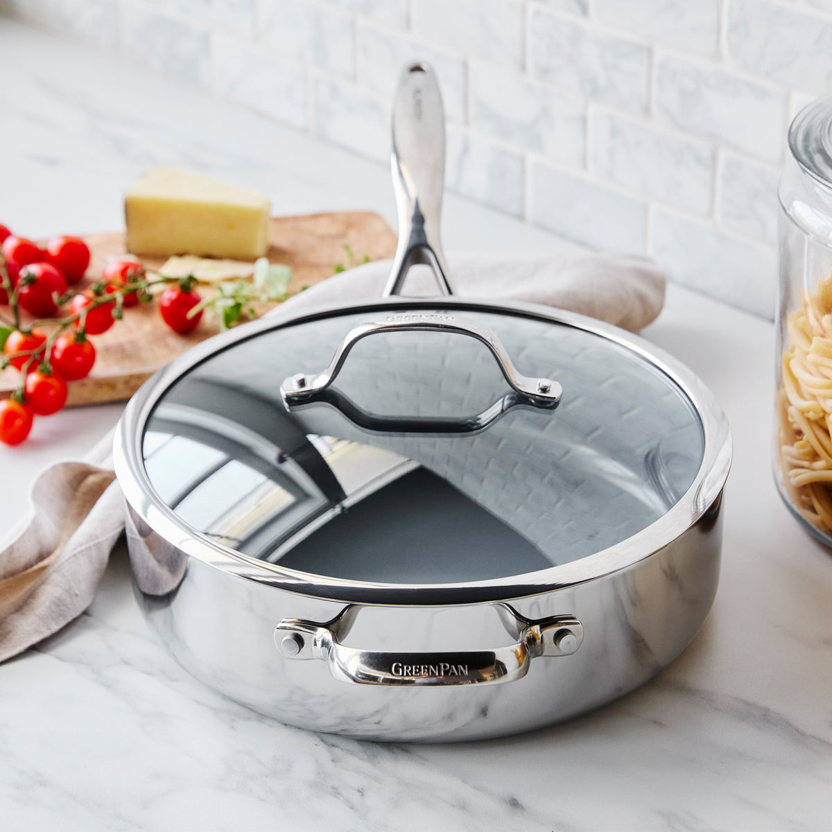 Valencia Pro Stainless Steel 5-Quart Sauté Pan with Lid - Image 2