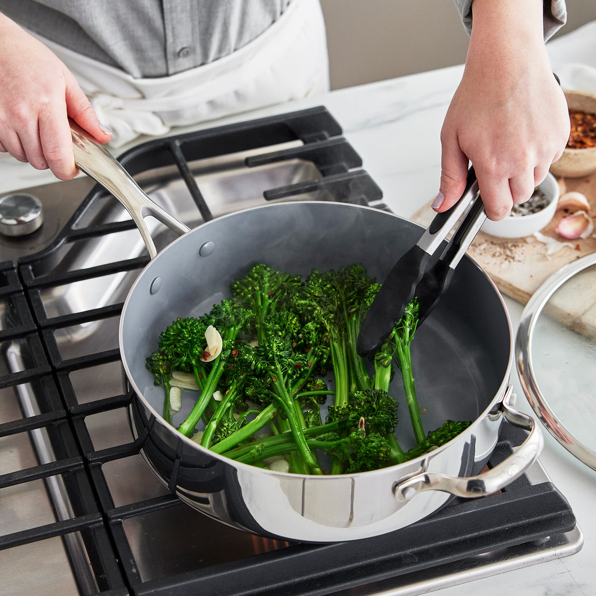Valencia Pro Stainless Steel 5-Quart Sauté Pan with Lid - Image 5