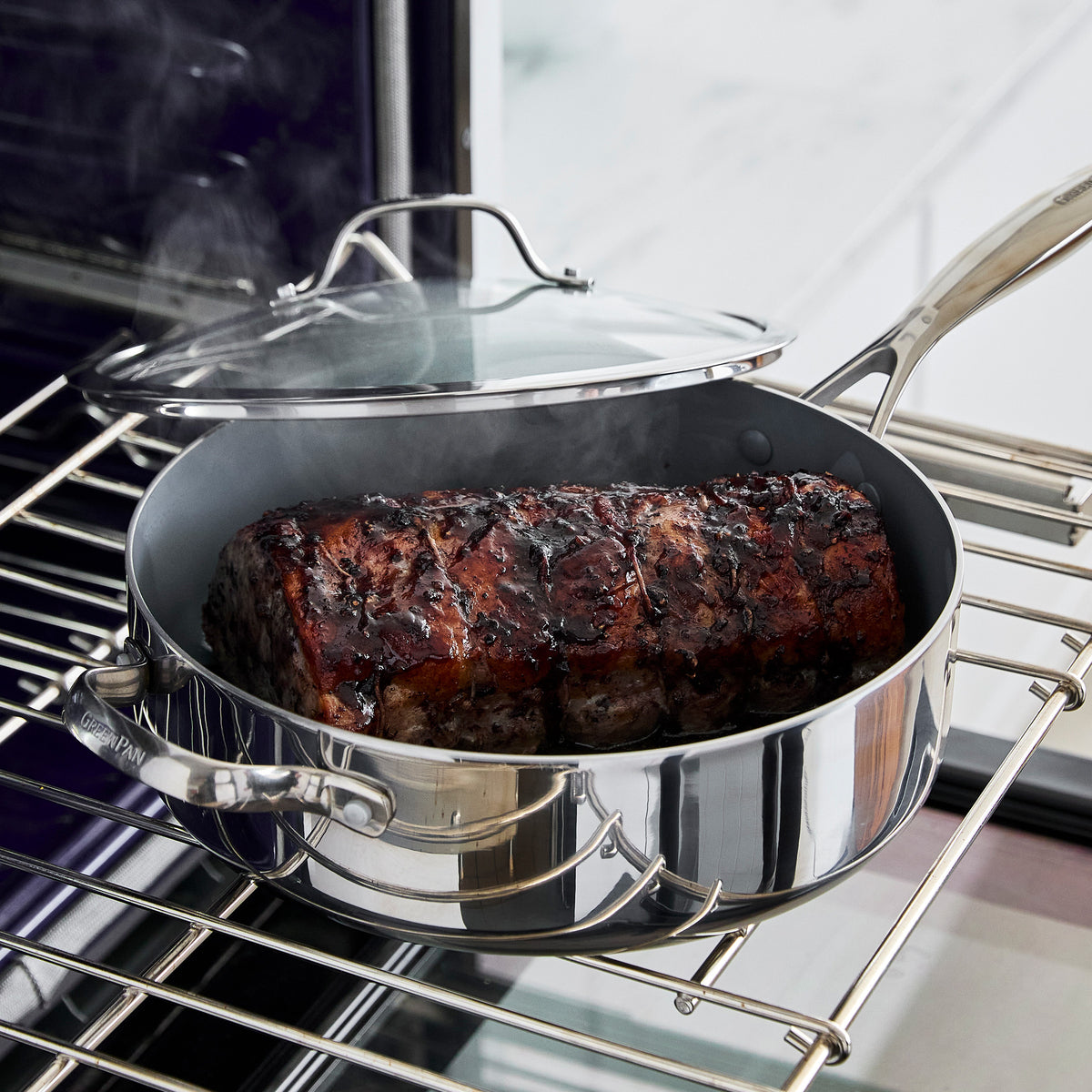 Valencia Pro Stainless Steel 5-Quart Sauté Pan with Lid - Image 3