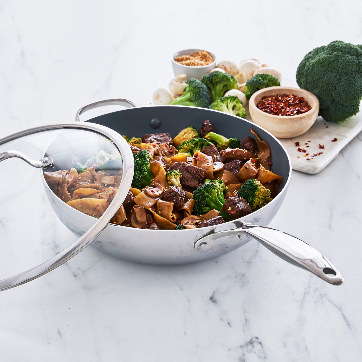 Valencia Pro Stainless Steel 12 Wok with Lid - Image 8