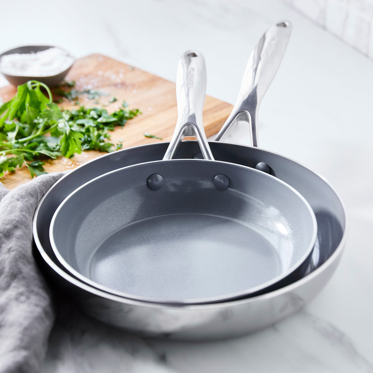 Valencia Pro Stainless Steel 8 and 10 Frypan Set - Image 2