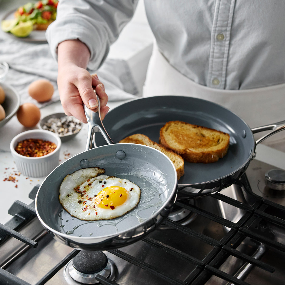 Valencia Pro Stainless Steel 8 and 10 Frypan Set - Image 3
