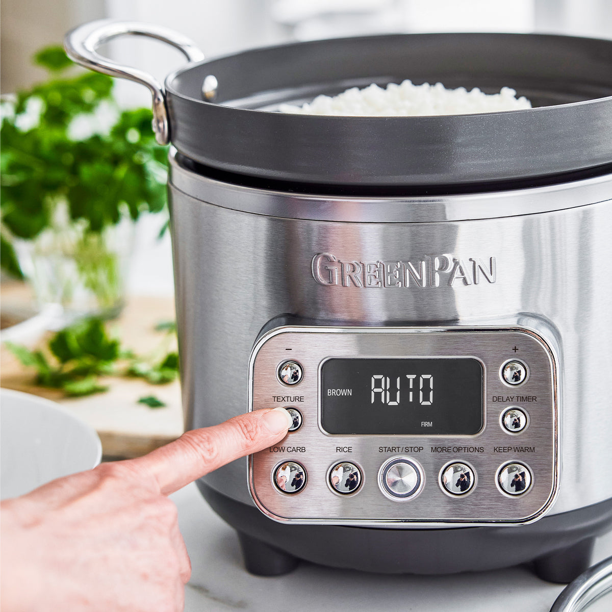 Elite 10-Cup Carb-Reducing Rice & Grains Cooker | Premiere Stainless Steel - Image 4