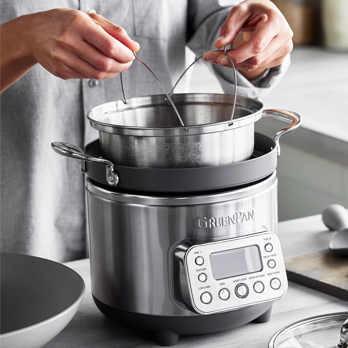 Elite 10-Cup Carb-Reducing Rice & Grains Cooker | Premiere Stainless Steel - Image 5