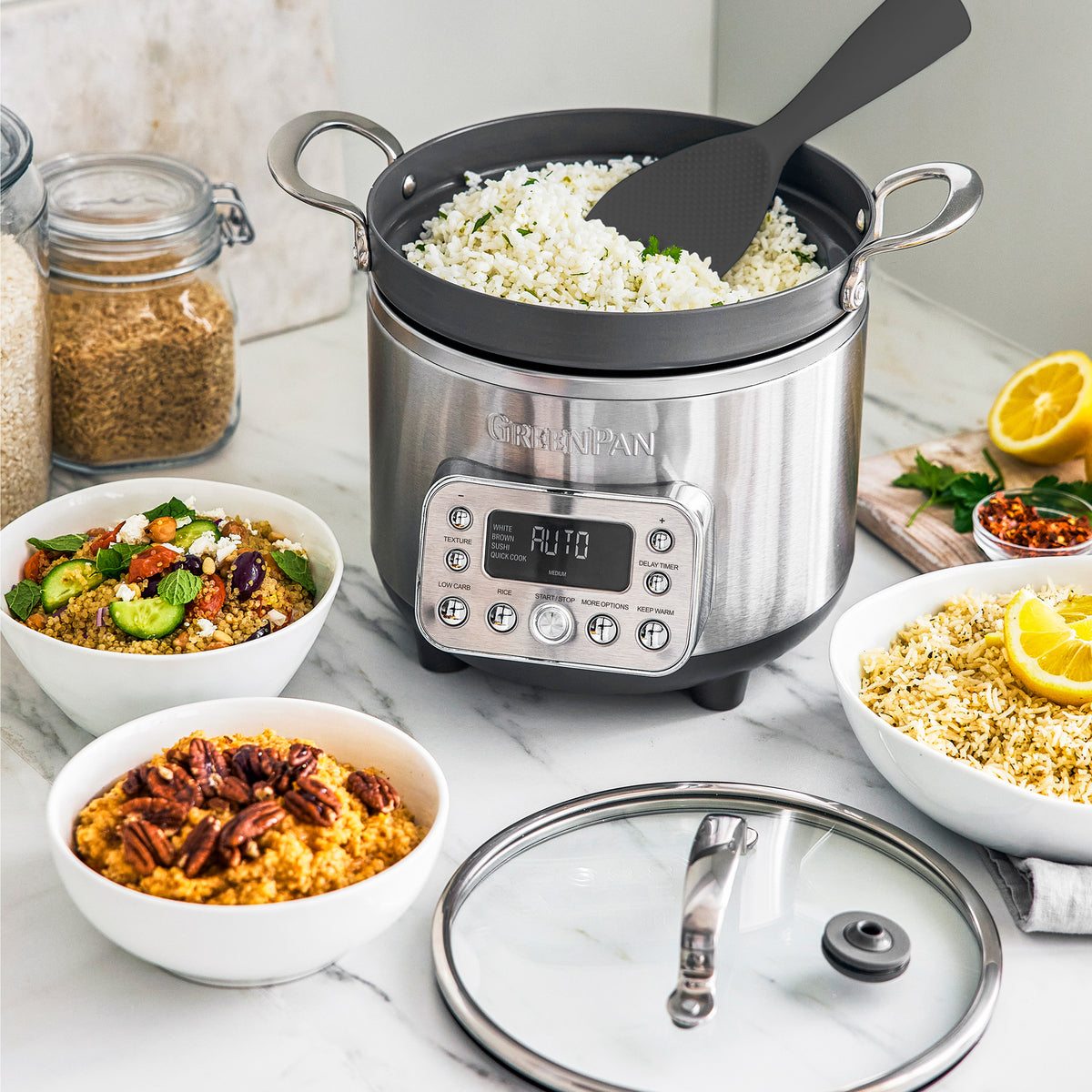 Elite 10-Cup Carb-Reducing Rice & Grains Cooker | Premiere Stainless Steel - Image 7