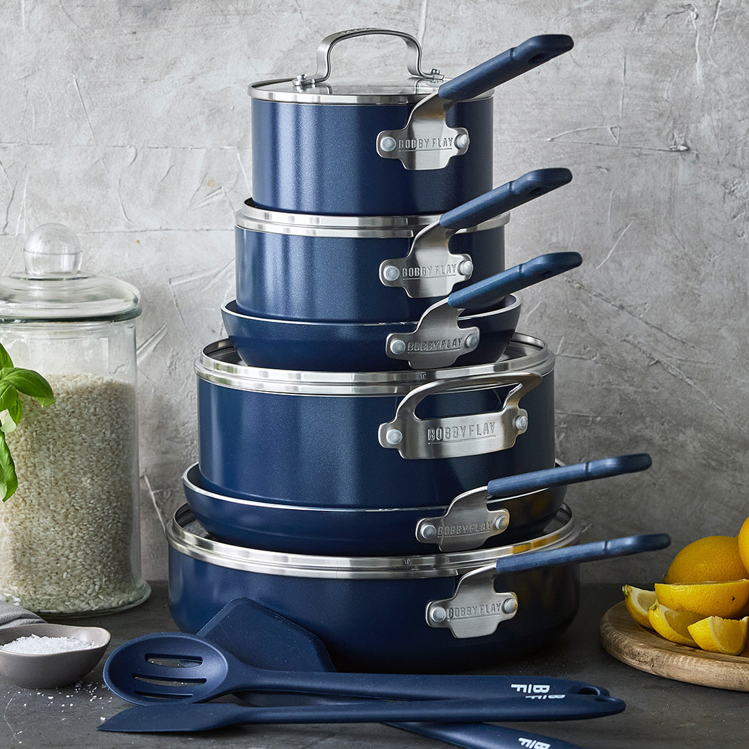 Bobby Flay by GreenPan Professional Ceramic Nonstick 13-Piece Cookware Set | Oxford Blue - Image 4
