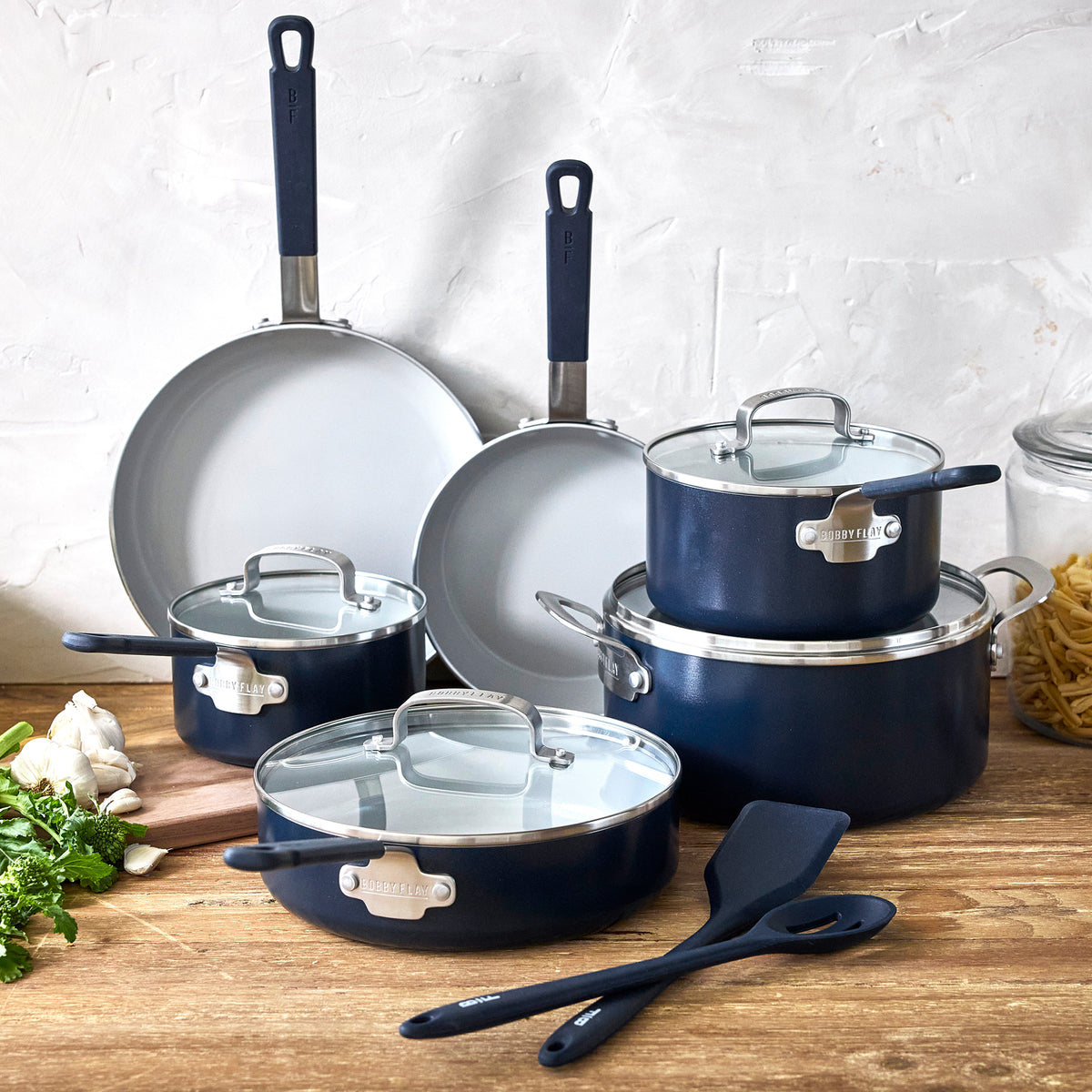 Bobby Flay by GreenPan Professional Ceramic Nonstick 13-Piece Cookware Set | Oxford Blue - Image 3