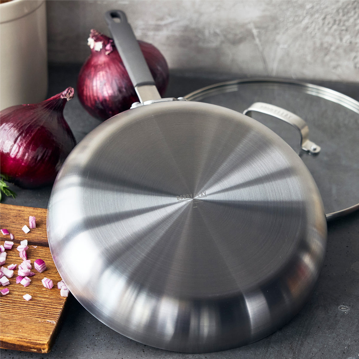 Bobby Flay by GreenPan PFAS-Free Nonstick Stainless Steel 12 Frypan with Lid - Image 6