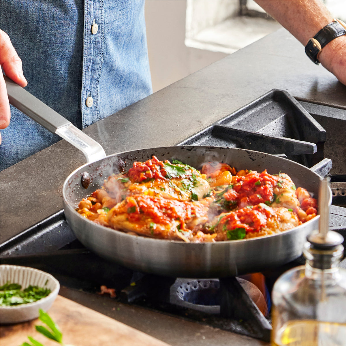 Bobby Flay by GreenPan PFAS-Free Nonstick Stainless Steel 12 Frypan with Lid - Image 8