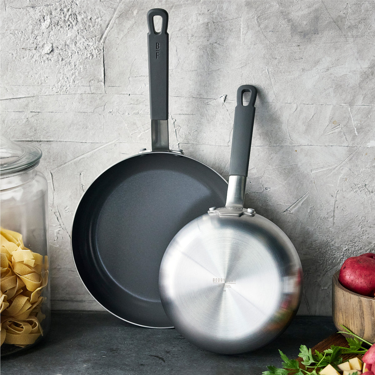 Bobby Flay by GreenPan PFAS-Free Nonstick Stainless Steel 8 and 10 Frypan Set - Image 3
