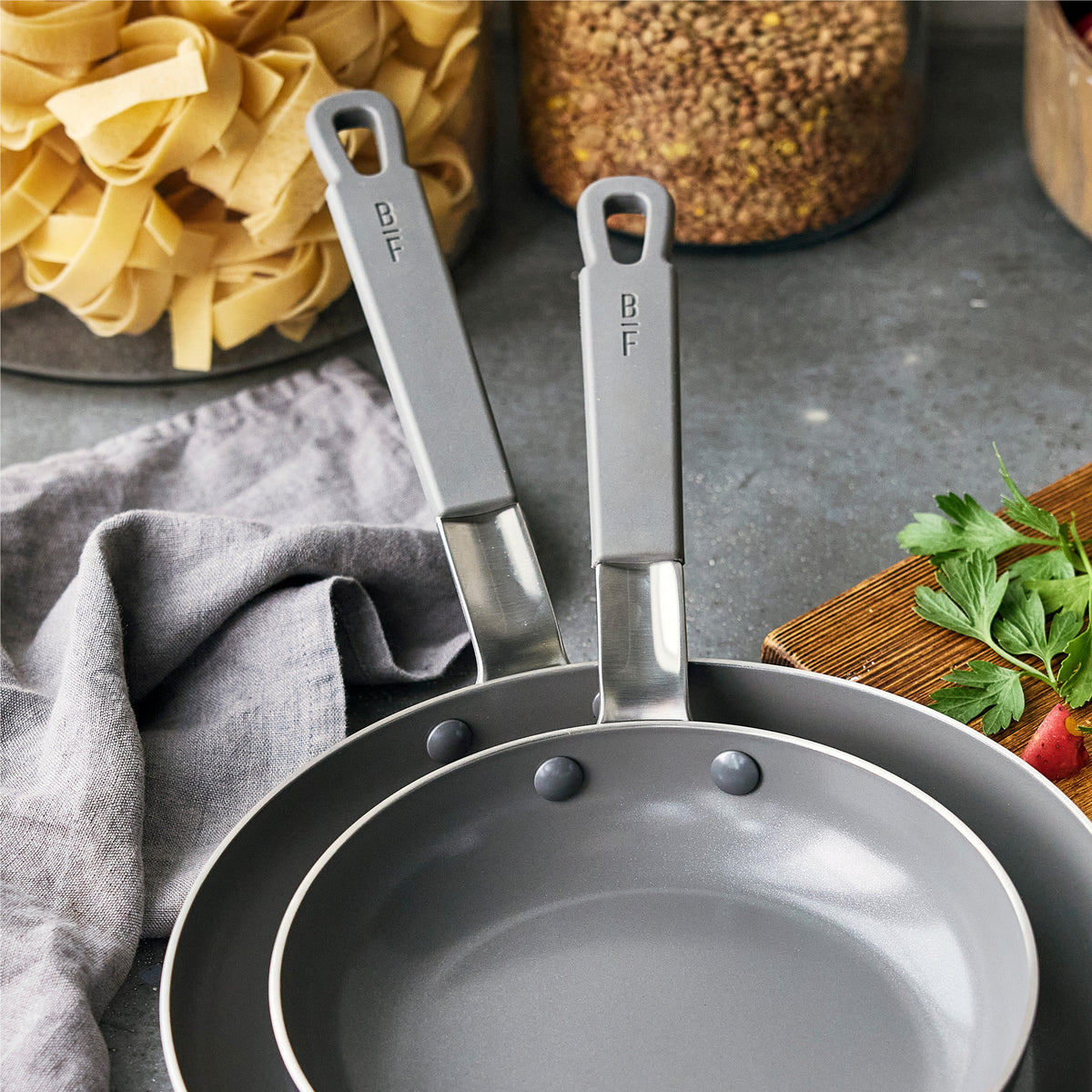 Bobby Flay by GreenPan PFAS-Free Nonstick Stainless Steel 8 and 10 Frypan Set - Image 6