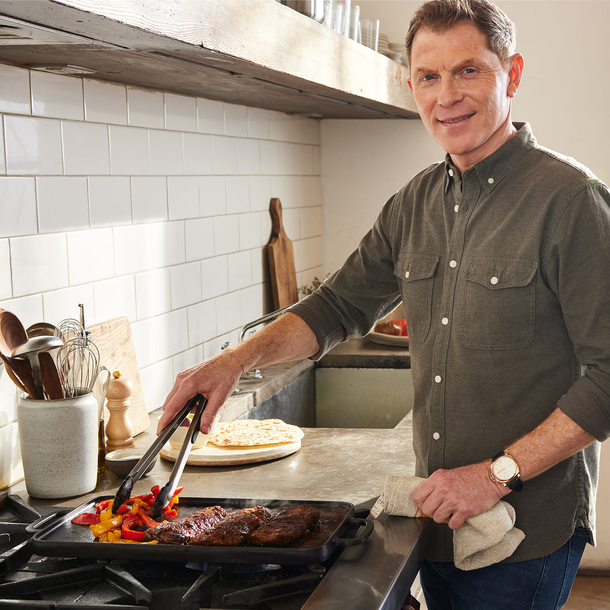 Bobby Flay by GreenPan 9.5 x 16.5 Reversible Cast Iron Grill Griddle - Image 2