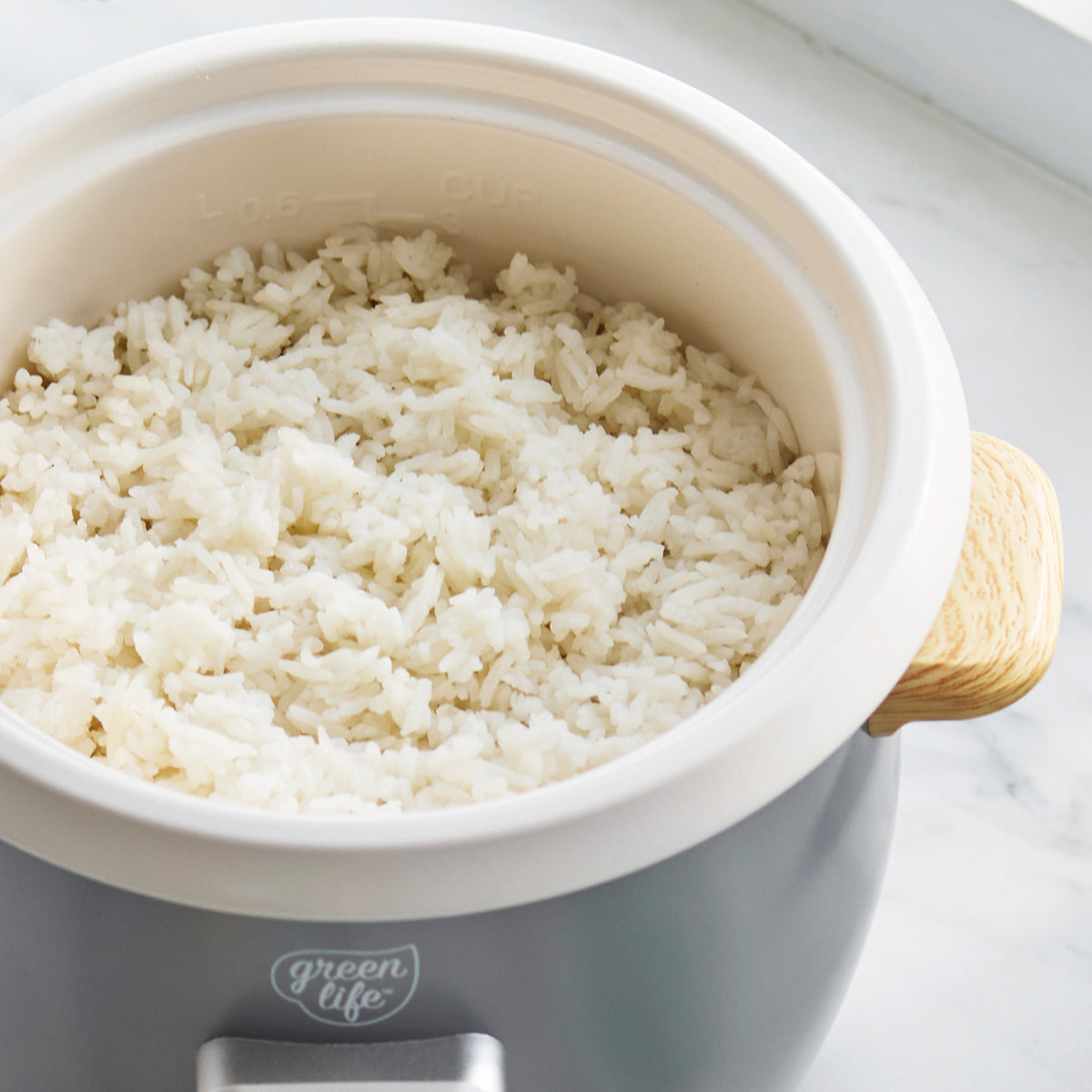GreenLife 6-Cup Rice Cooker | Quartz Gray - Image 6