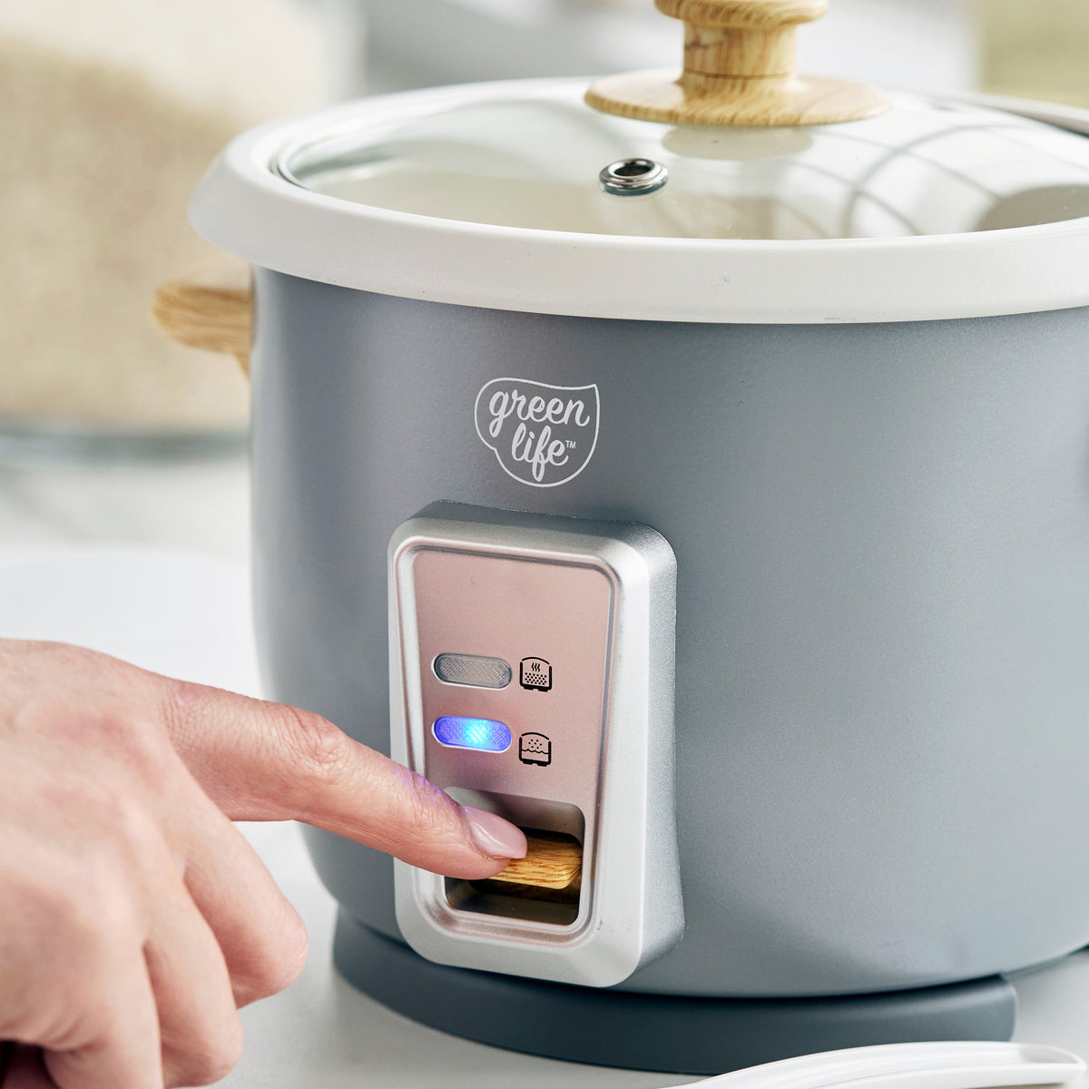 GreenLife 6-Cup Rice Cooker | Quartz Gray - Image 5