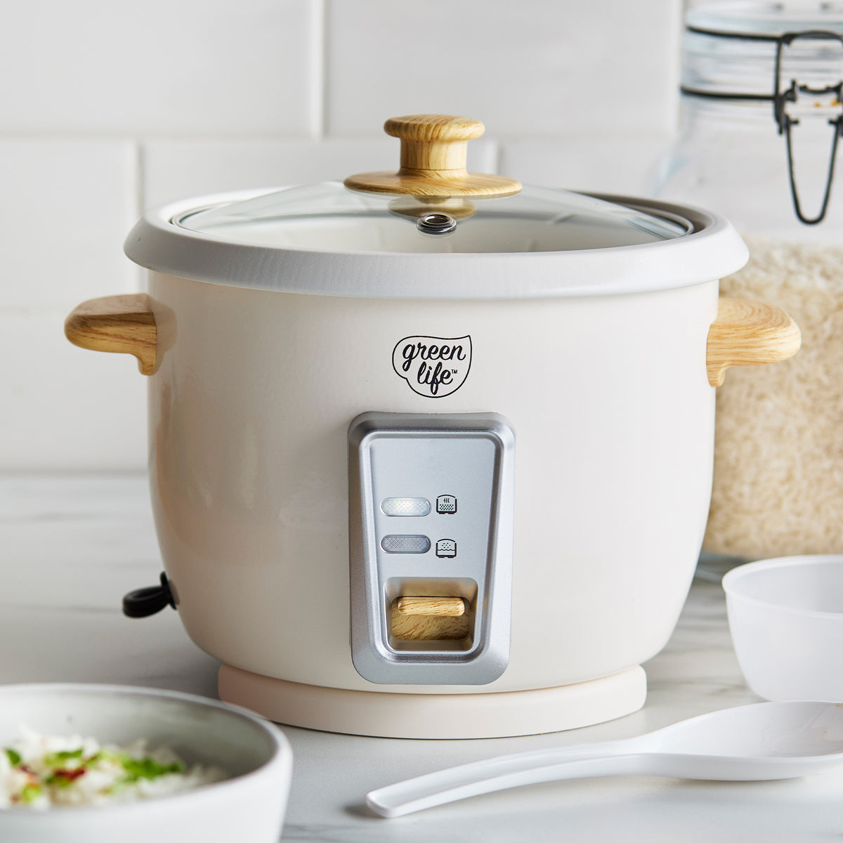 GreenLife 6-Cup Rice Cooker | Cream - Image 2