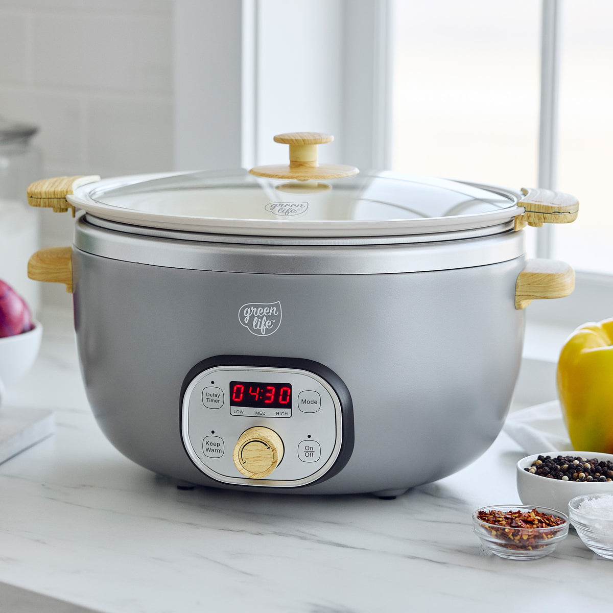 GreenLife Healthy 6-Quart Slow Cooker | Quartz Gray - Image 2