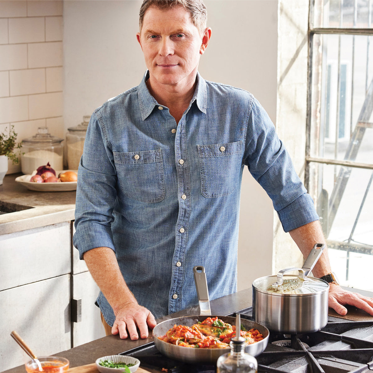 Bobby Flay by GreenPan Stainless Steel Uncoated & PFAS-Free Nonstick 12-Piece Cookware Set - Image 2