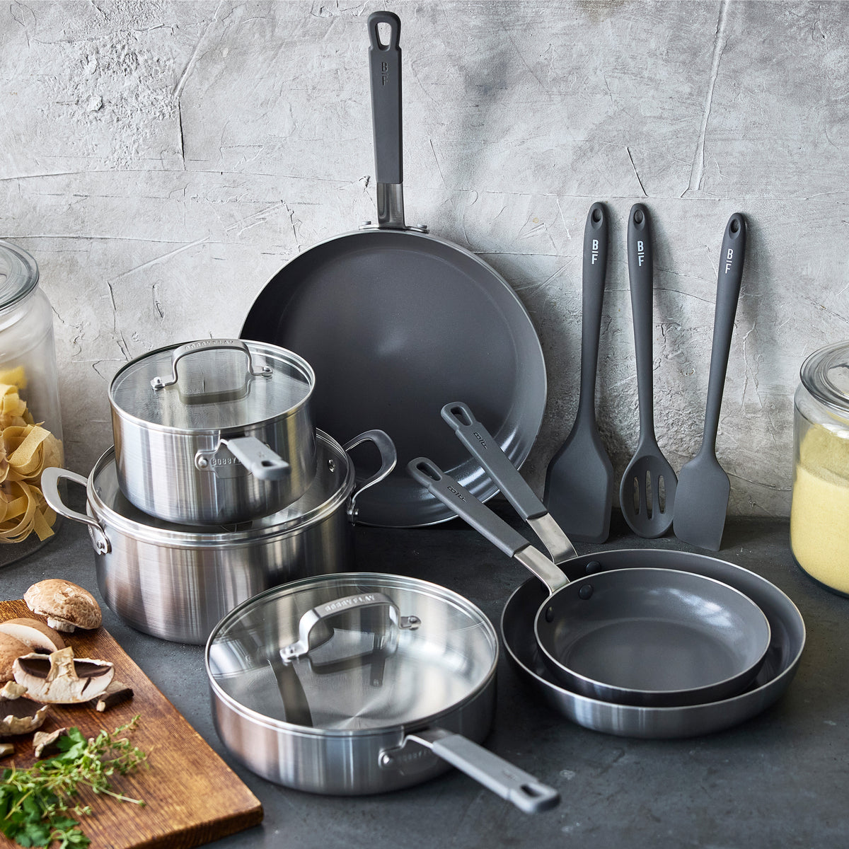 Bobby Flay by GreenPan Stainless Steel Uncoated & PFAS-Free Nonstick 12-Piece Cookware Set - Image 3